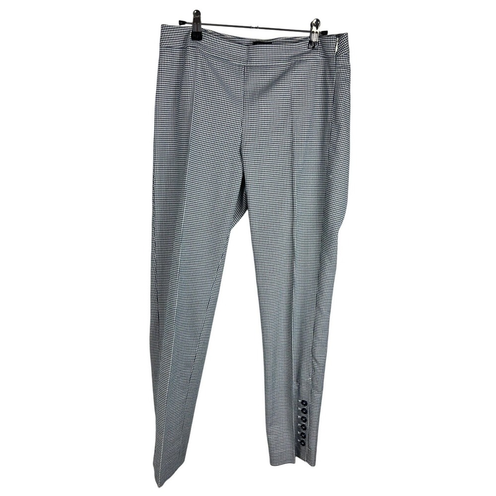 Talbots Chatham Houndstooth Straight Leg Pants Women's Size 4 Black White‎ Teal